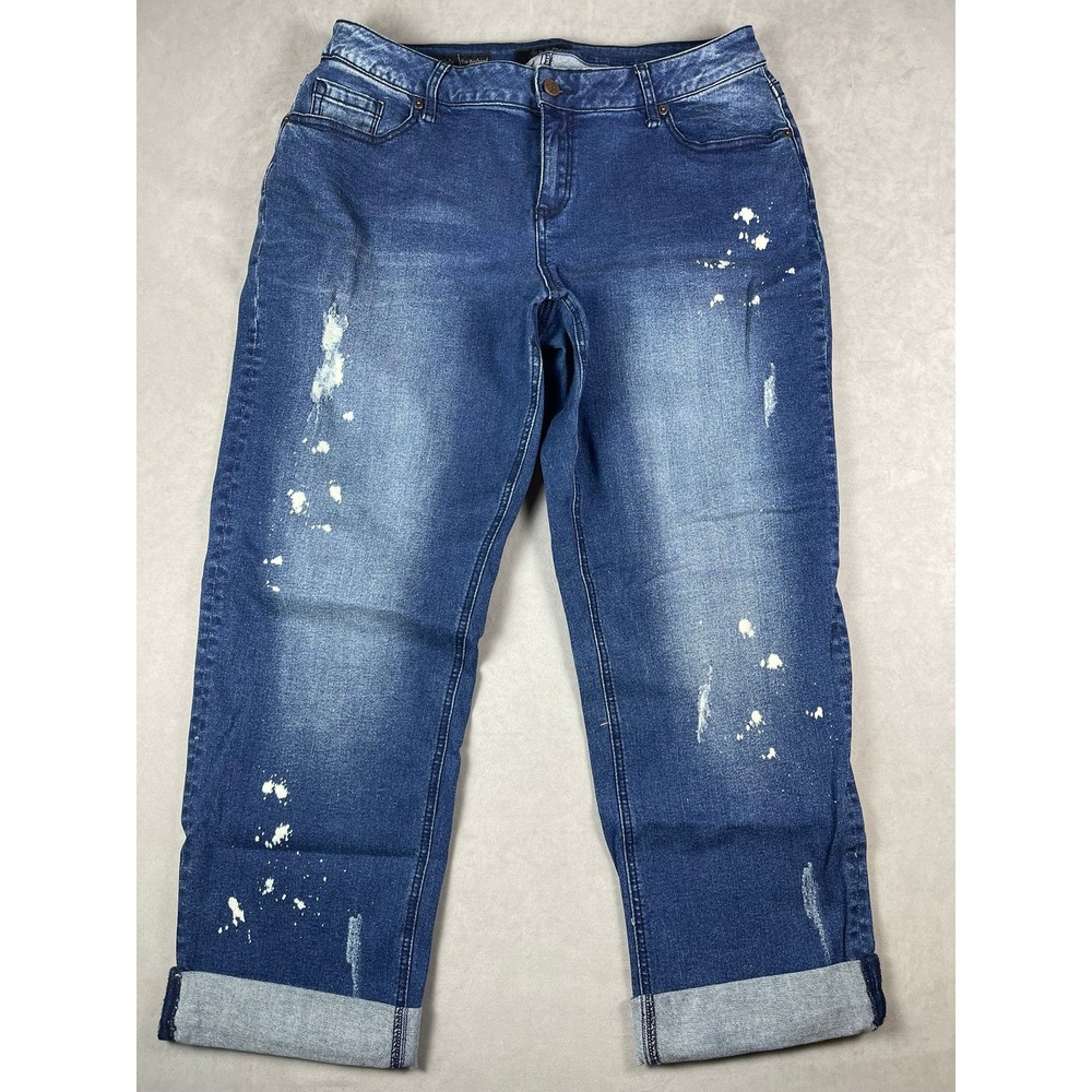 Poetic Justice Verla True Boyfriend Jeans Blue Paint Splat Distressed Size‎ 32R